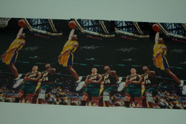 Kobe Bryant Lot of 4 Autographed Photos (Dunking vs. Sonics)