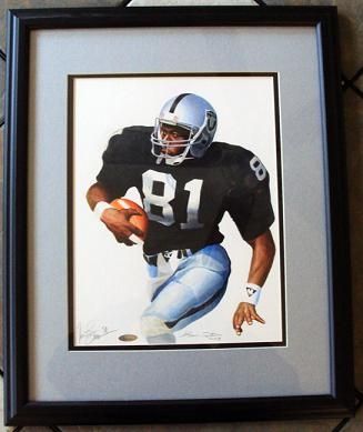 Tim Brown Oakland Raiders Autographed Original Painting By Artist  Ben Teeter