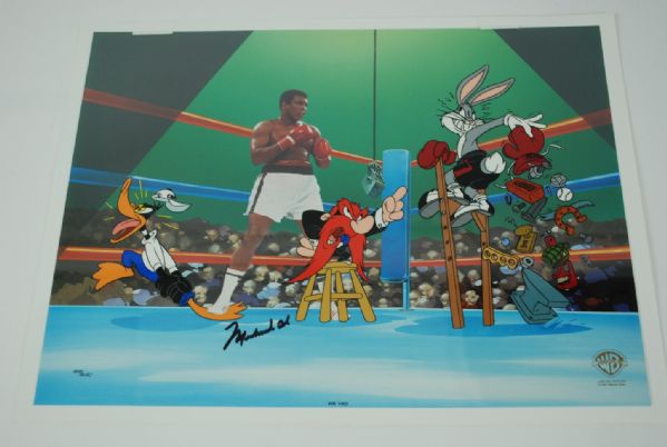 Muhammad Ali Autographed Warner Bros Animation Art 