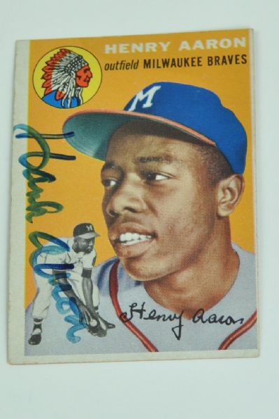 Hank Aaron Autographed 1954 Topps Rookie Card