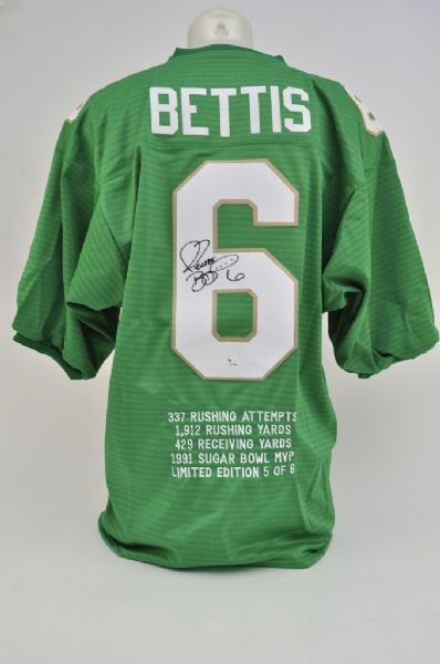 Jerome Bettis Autographed Notre Dame Career Stat Jersey