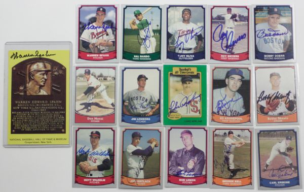 Lot of 15 Autographed Baseballs Cards & HOF Plaque Card