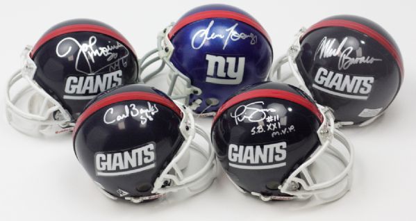 New York Giants Lot of 5 Autographed Mini Helmets