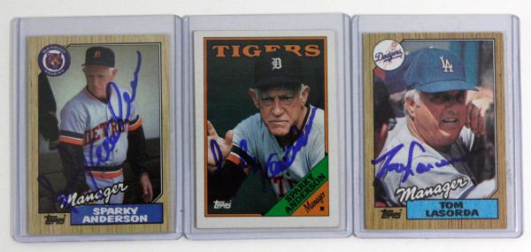 Lot of 3 Autographed Baseball Manager Cards