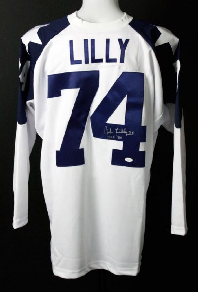 Bob Lilly Autographed & Inscribed Dallas Cowboys Throwback Jersey  