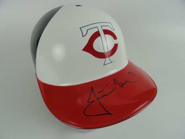 Justin Morneau Autographed Minnesota Twins TBC Batting Helmet & Photo