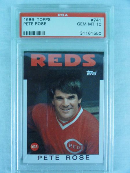 Pete Rose 1986 Topps Card #741 Graded PSA Gem Mint 10 