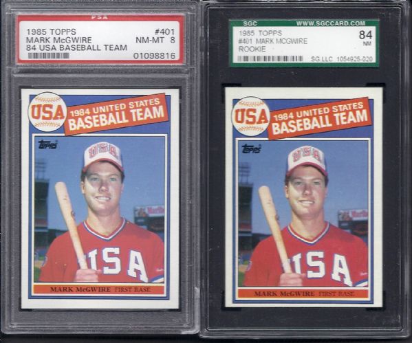 Mark McGwire Lot of 2 Graded 1985 Topps Rookie Cards