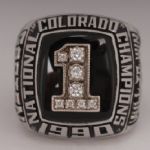 All American Joe Garten 1990 Colorado Buffaloes National Championship Secondary Football Ring 