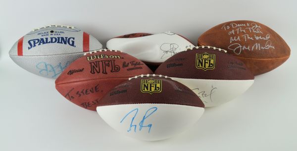 Quarterback Lot of 6 Autographed Footballs