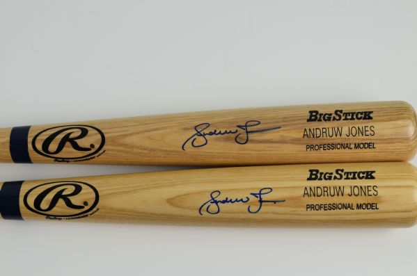 Andruw Jones Lot of 2 Autographed Bats