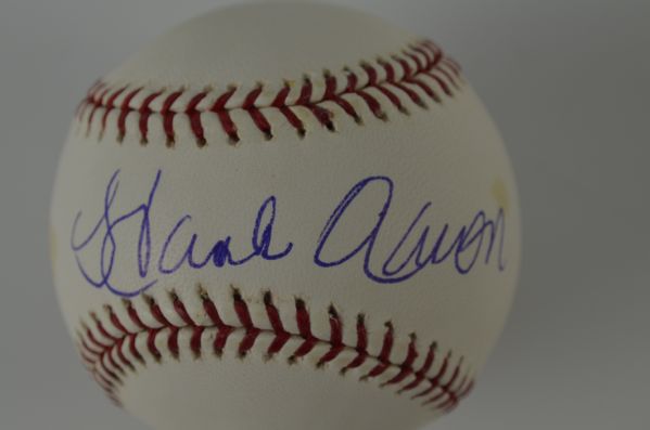 Hank Aaron Autographed Baseball