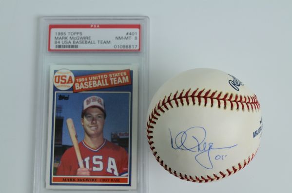 Mark McGwire Autographed Baseball & Rookie Card