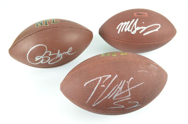 Pat Willis, Mike Singletary & Isaac Bruce Lot of 3 Autographed Footballs