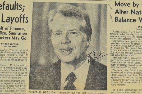 Jimmy Carter Autographed LA Times Newspaper