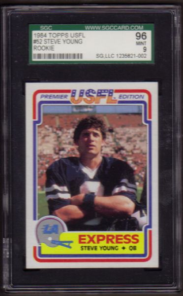 Steve Young 1984 Topps USFL Rookie Card SGC 96 MINT