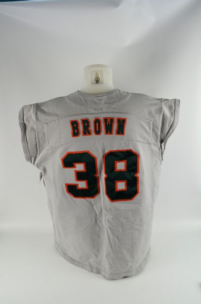 Brown #38 Miami Hurricanes Baseball Jersey w/Medium Use