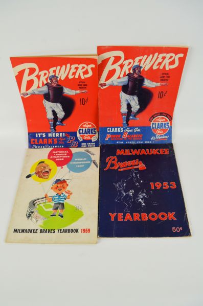 Milwaukee Braves Autographed Yearbooks & Scorecards