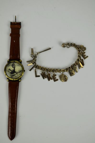 Vintage Hank Aaron Watch & 1957 Milwaukee Braves Charm Bracelet