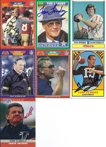 NFL Head Coach Lot of 7 Autographed Cards