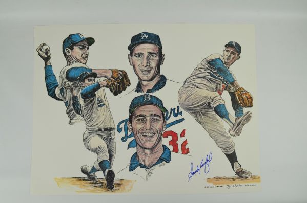 Sandy Koufax 1990s Signed Limited Edition Lithograph MINT