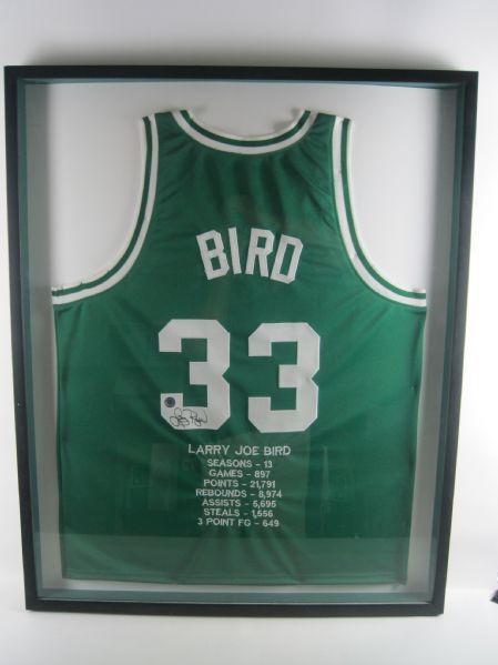 Larry Bird Autographed & Framed Boston Celtics Jersey
