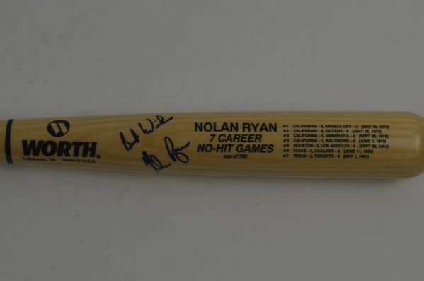 Nolan Ryan 7th Career No Hitter Autographed Bat