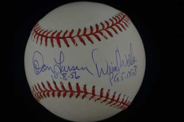 Don Larsen & David Wells Dual Signed Perfect Game Baseball