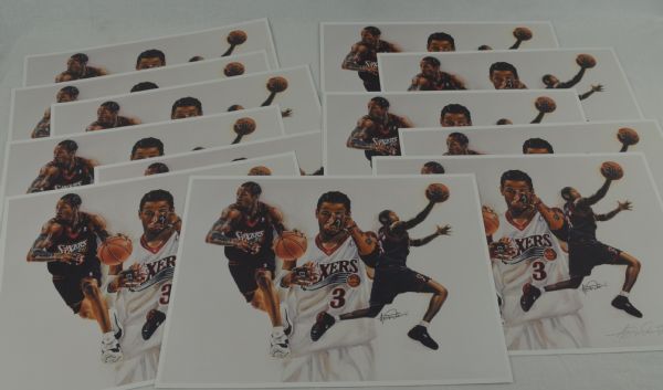 Artist Anthony Douglas Lot of 12 Lithographs of Allen Iverson 