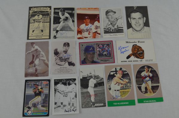 Lot of 14 Autographed Baseball Photos & Cards 