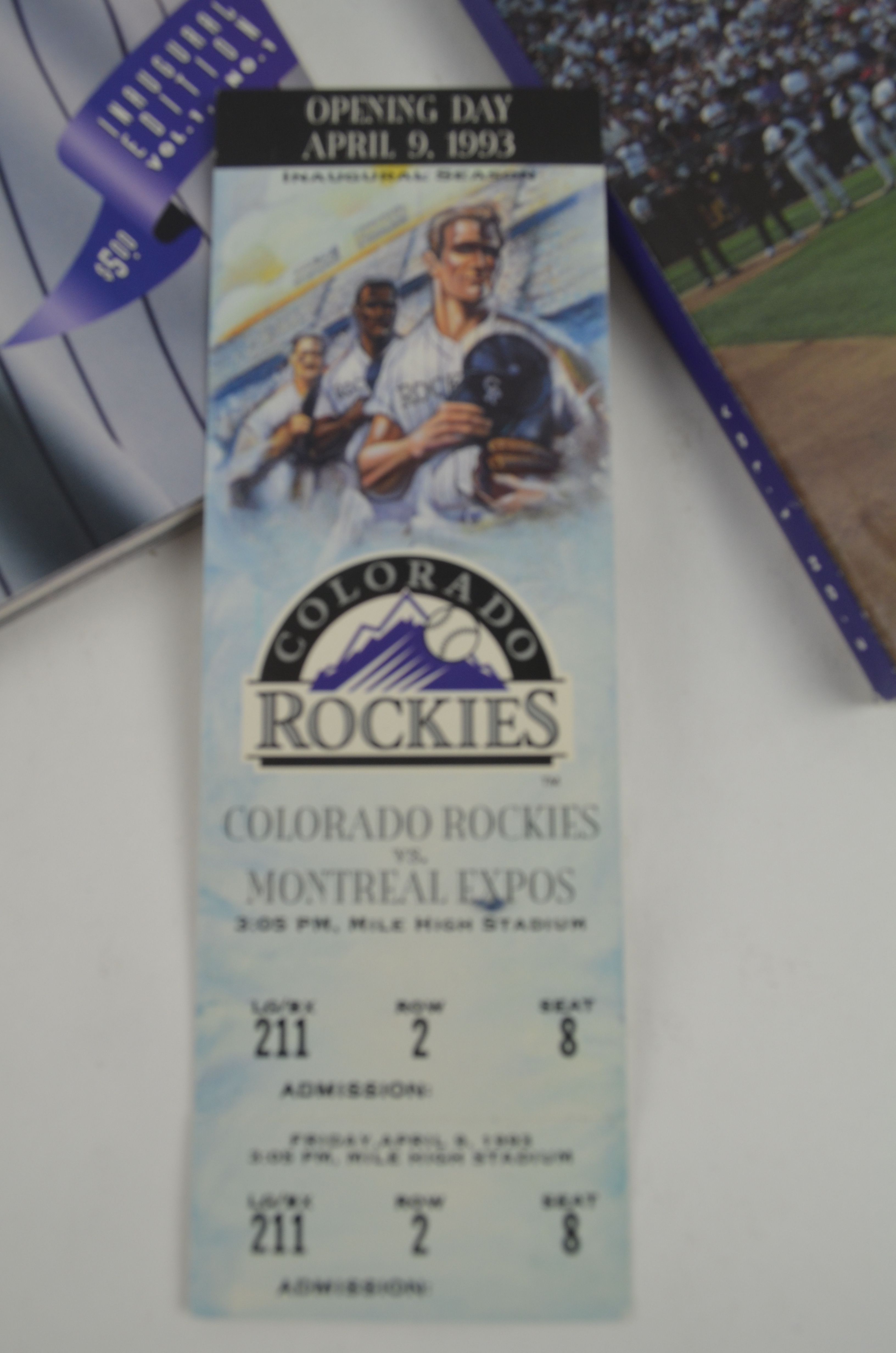 Lot Detail Colorado Rockies Inaugural Season Lot of 2 Programs & Ticket