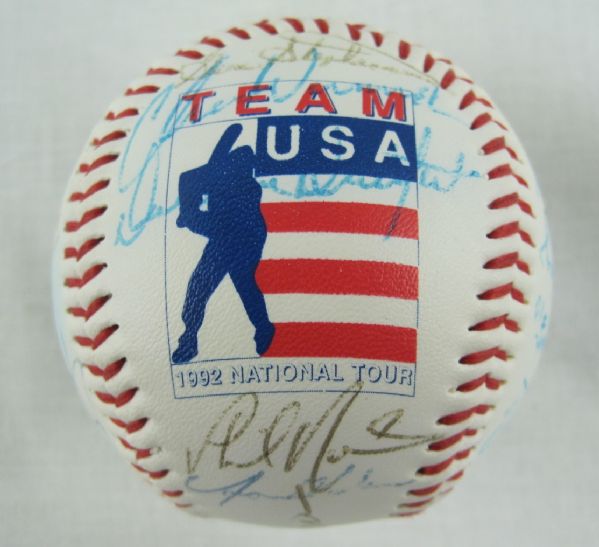 1992 USA Olympics Logo Team Signed Baseball 