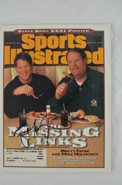 Brett Favre & Mike Holmgren Dual Signed 1997 Sports Illustrated 