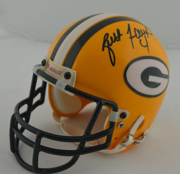 Brett Favre Autographed Mini Helmet w/Display Case