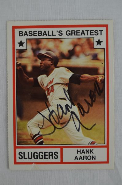 Hank Aaron Autographed Baseball Card 