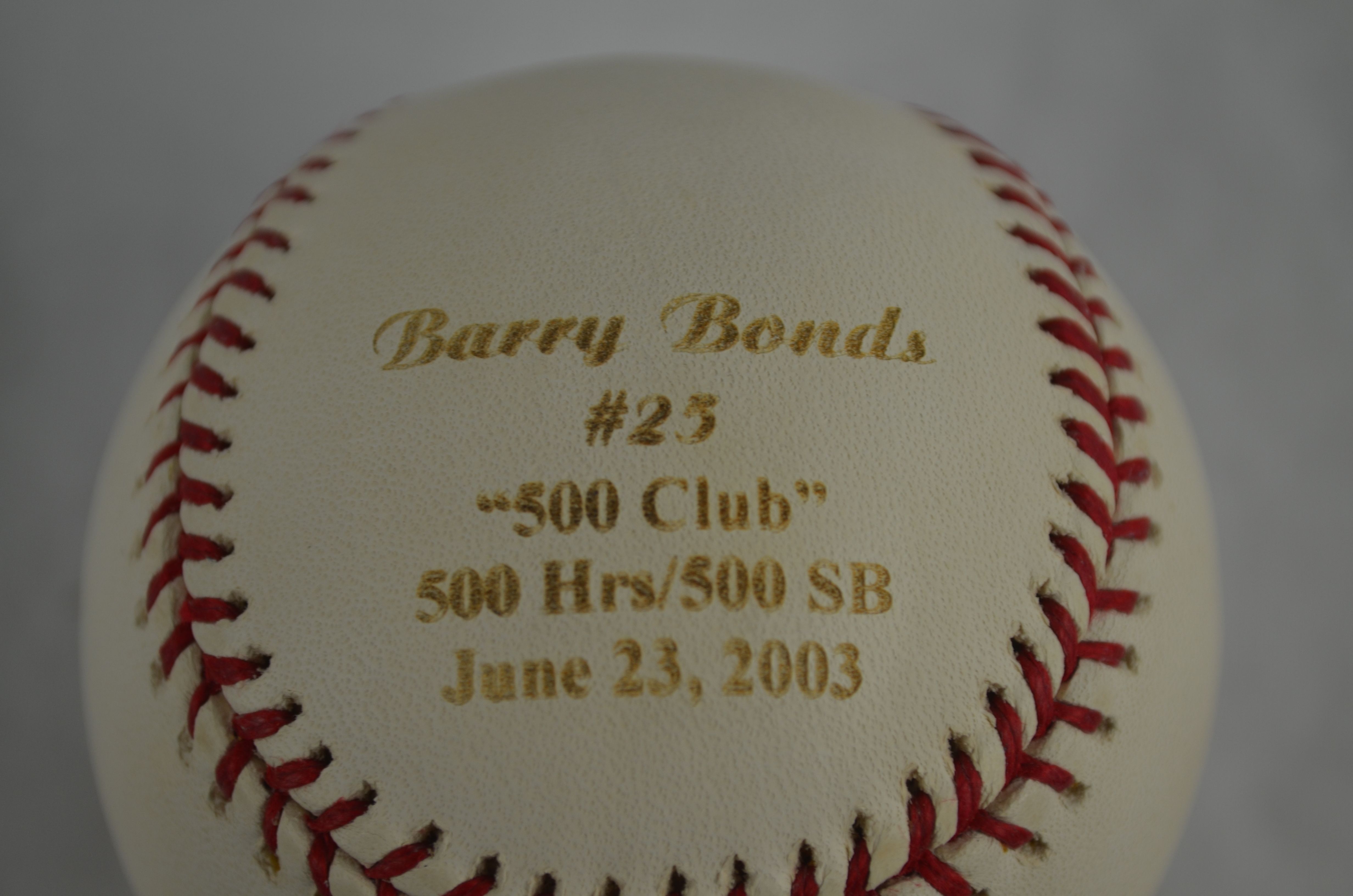 Lot Detail - Barry Bonds Autographed 500 HR/SB Club Baseball