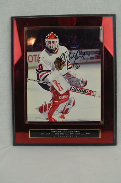 Ed Belfour Autographed Photo w/Plaque