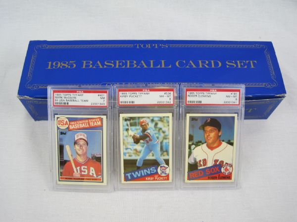 Rare 1985 Topps Tiffany Baseball Card Set w/PSA Graded Puckett, Clemens & McGwire Rookies