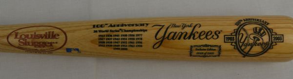 New York Yankees 2003 100th Anniversary Limited Edition Bat