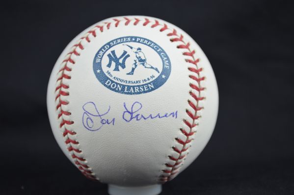 Don Larsen Autographed 50th Anniversary of World Series PG Baseball