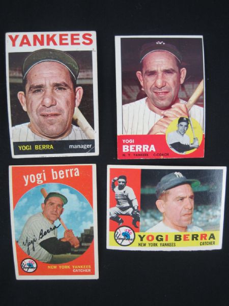 Yogi Berra Lot of 4 Baseball Cards 