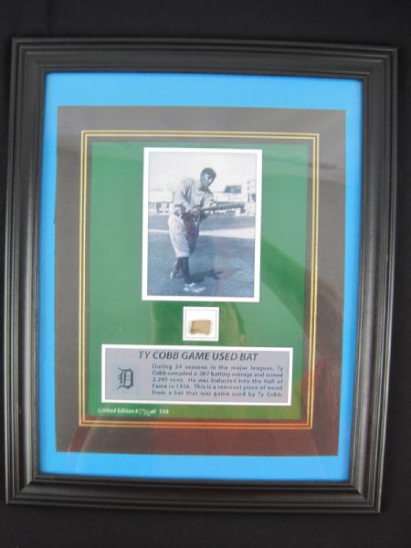 Ty Cobb Limited Edition Game Used Bat Framed Display