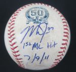 Mike Trout 2011 Game Used & Autographed 1st ML Hit Baseball w/MLB Authentication