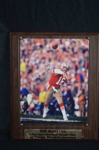 Joe Montana Autographed 8x10 Photo Plaque