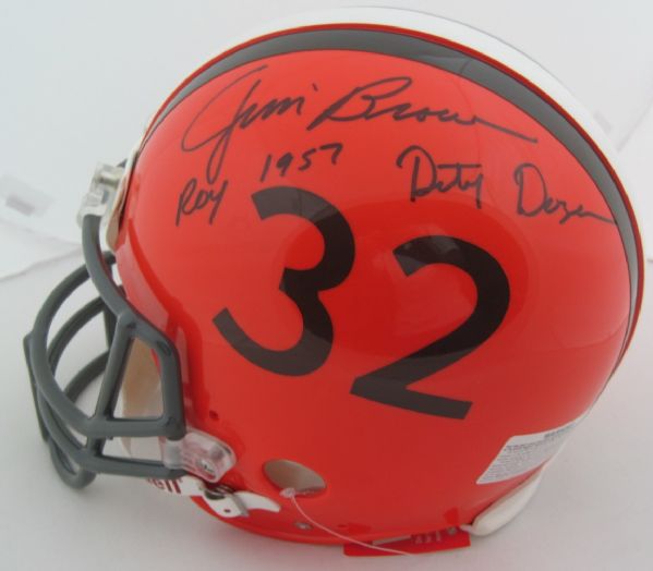 Jim Brown Autographed & Inscribed Cleveland Browns Throwback Helmet 