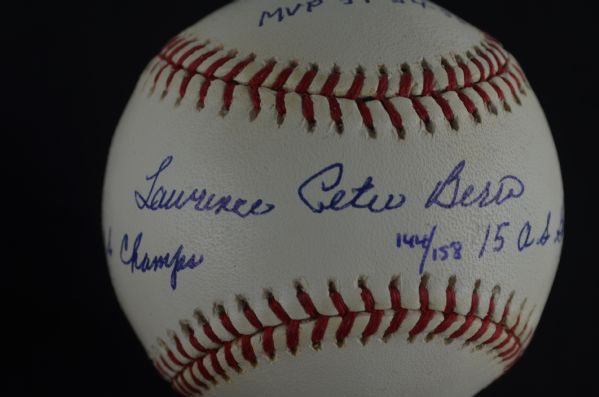 Yogi Berra Autographed & Inscribed Career Stat Baseball 