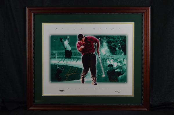 Tiger Woods UDA Autographed Masters Slam Limited Edition Framed Display