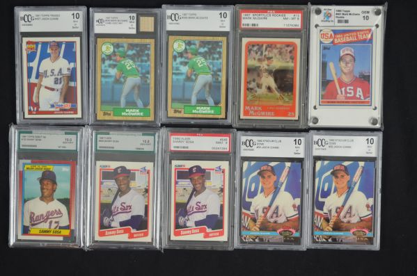 Mark McGwire Sammy Sosa & Jason Giambi Rookie Lot of 10 Graded Baseball Cards