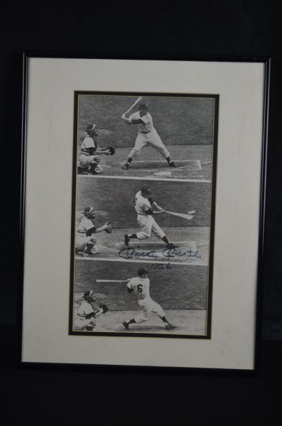 Mickey Mantle Autographed Triptych 1951 Rookie Photo With Rare #6 Inscription