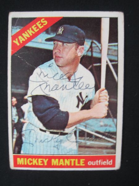 Mickey Mantle Autographed 1966 Topps Baseball Card 